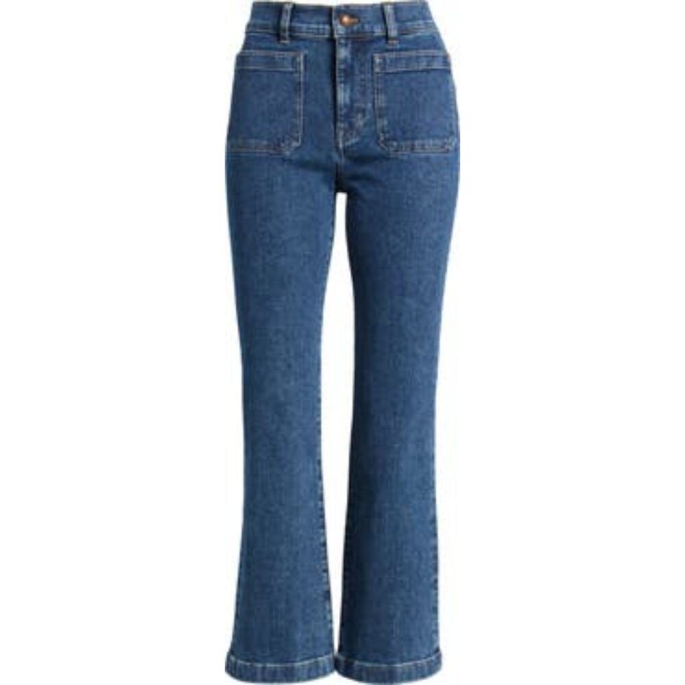 Madewell Kick Out Patch Pocket Crop Jeans size 31 hebb wash womens